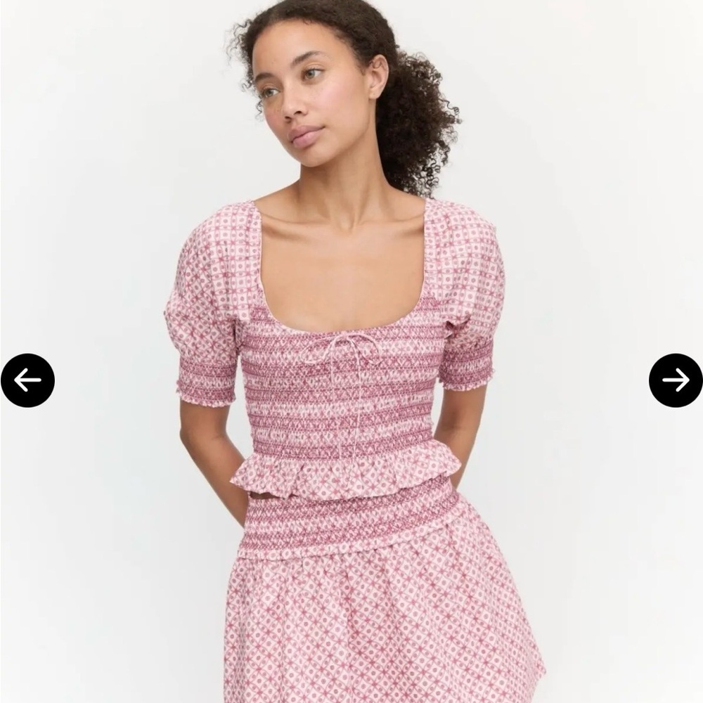 NWOT Hill House Madeline Nap Top & Delphine Skirt Small Rose Circular Lattice